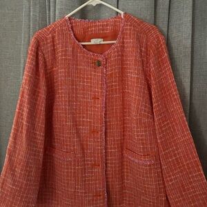 J. Jill Vibrant Red Tweed Blazer